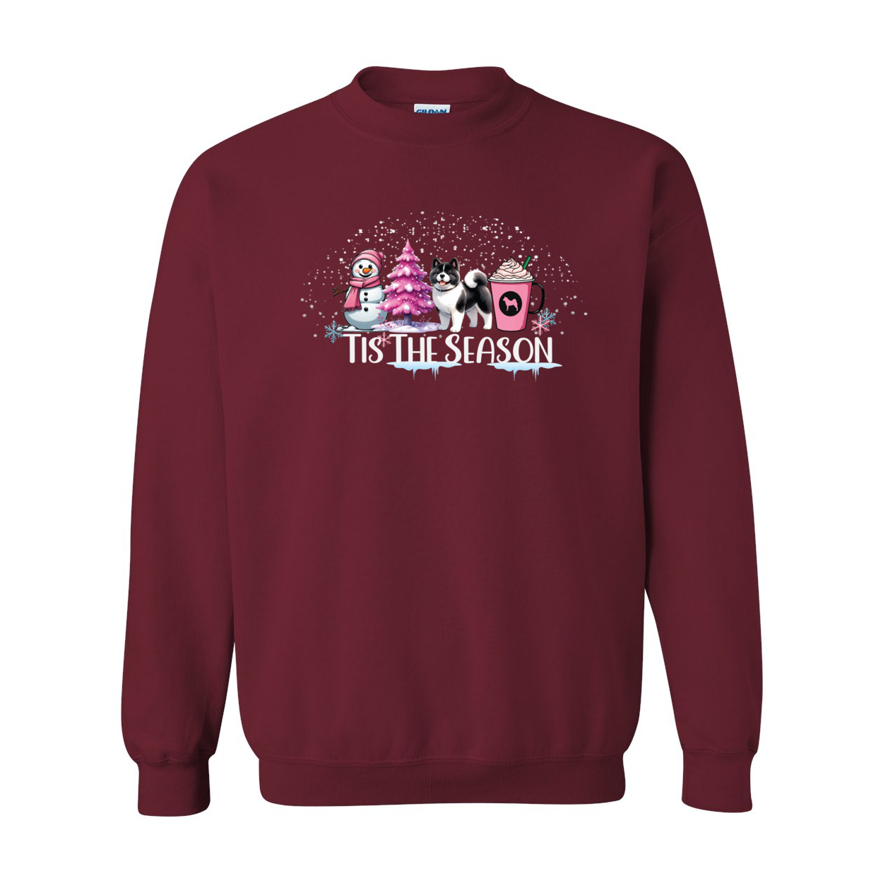 Akita Tis The Season Pink SweatShirt Heavy Blend Crewneck Sweatshirt