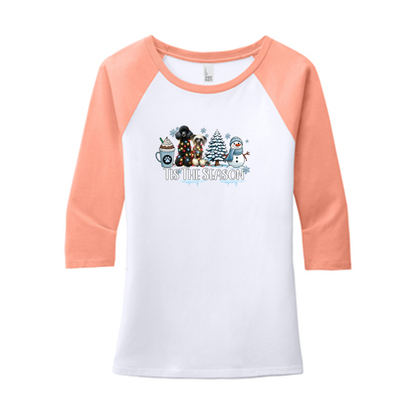 Poodle & CC Tis The Season Winter DM136L District ® Women’s Perfect Tri ® 3/4-Sleeve Raglan