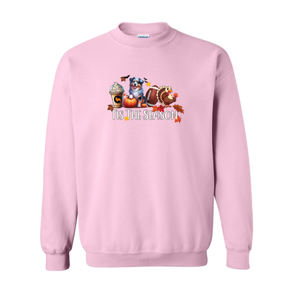 Blue Merle Aussie Tis The Season Fall Heavy Blend Crewneck Sweatshirt