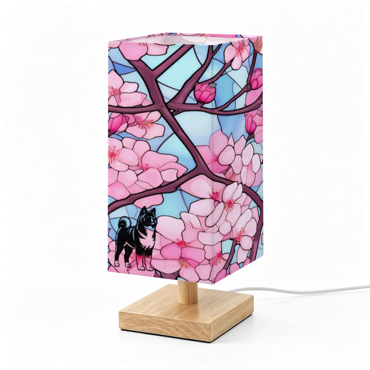 Large Square Table Lamp akita vector stained glass cherry stained glass