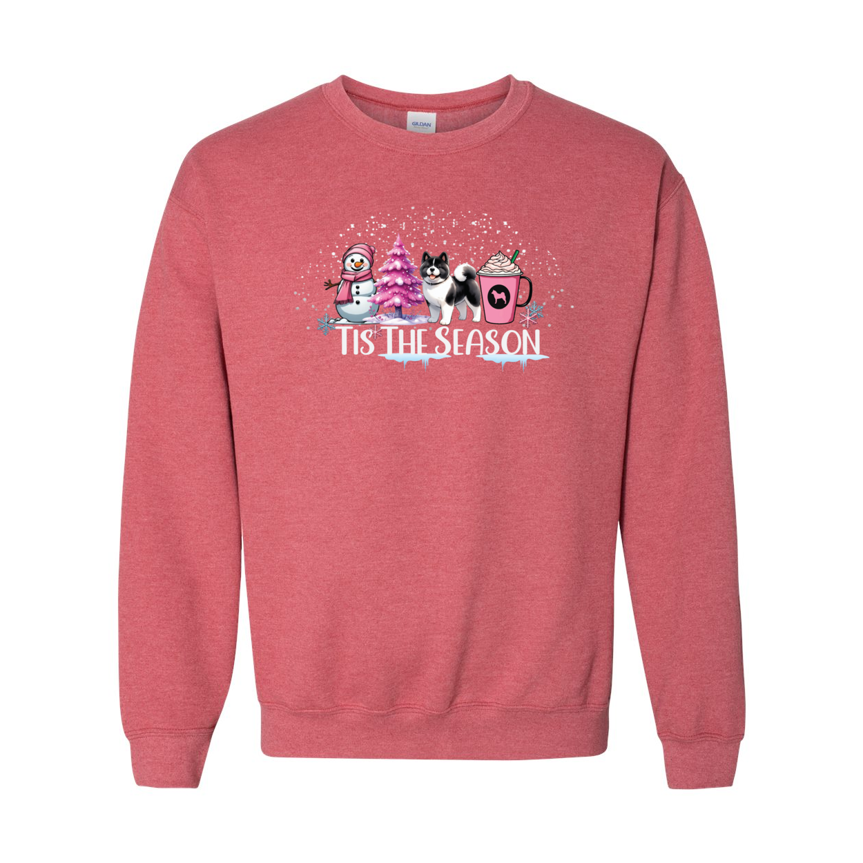 Akita Tis The Season Pink SweatShirt Heavy Blend Crewneck Sweatshirt