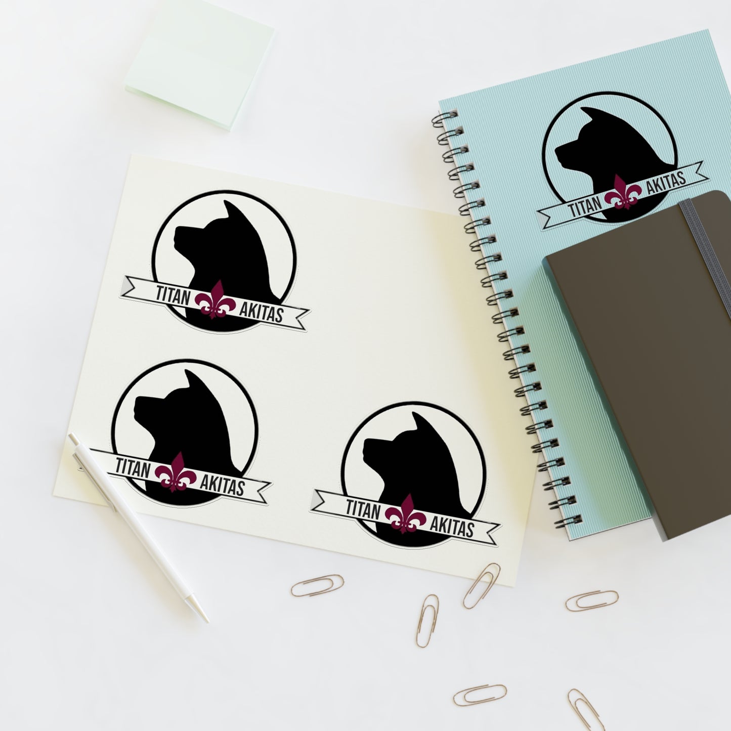 Titan Akitas Sticker Sheet — Dog Silhouette Decal Pack