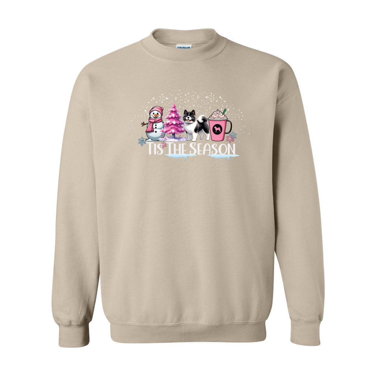 Akita Tis The Season Pink SweatShirt Heavy Blend Crewneck Sweatshirt