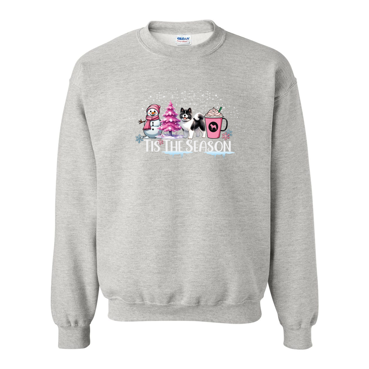 Akita Tis The Season Pink SweatShirt Heavy Blend Crewneck Sweatshirt