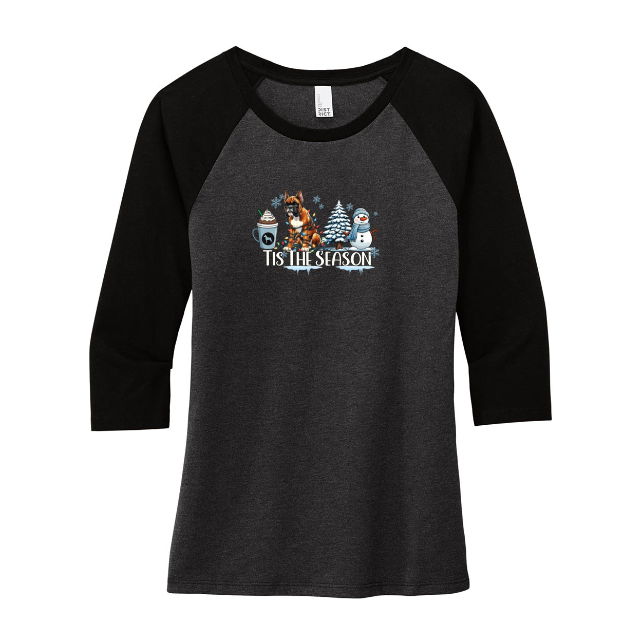 Boxer Tis The Season Winter DM136L District ® Women’s Perfect Tri ® 3/4-Sleeve Raglan