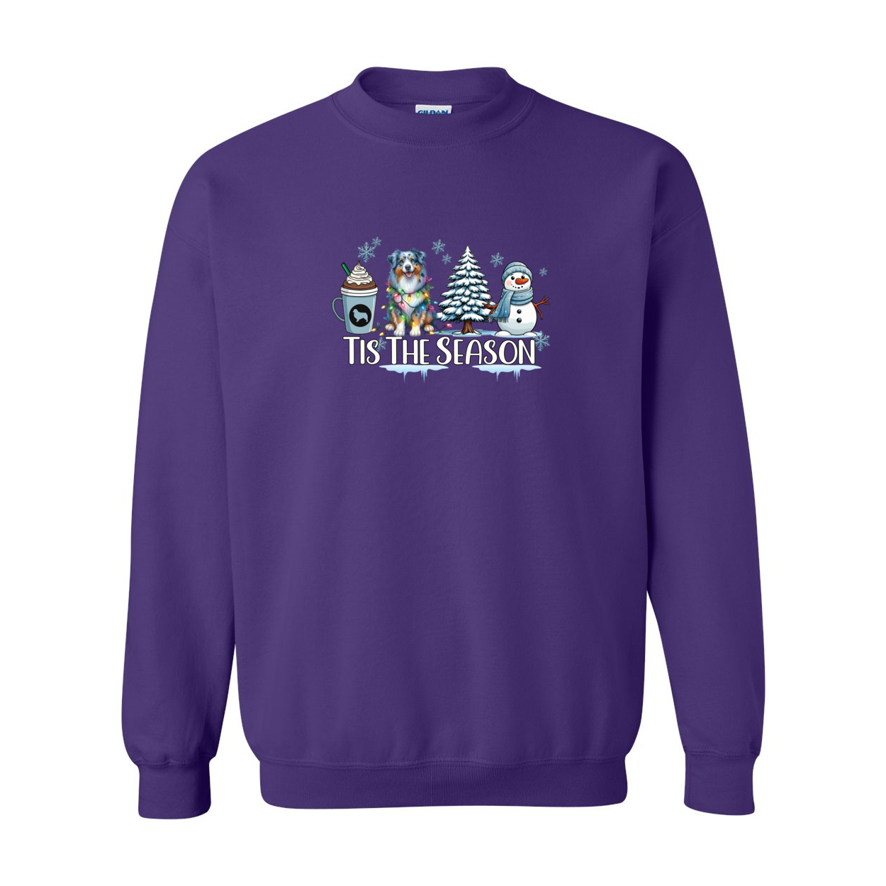 Blue Merle Aussie Tis The Season Winter Heavy Blend Crewneck Sweatshirt