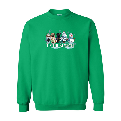 Pug Tis The Season Winter Heavy Blend Crewneck Sweatshirt