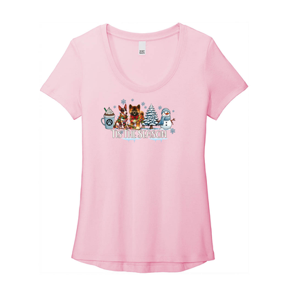 Rat Terrier & Akita Tis The Season Winter DT7501 District ® Women’s Flex Scoop Neck Tee