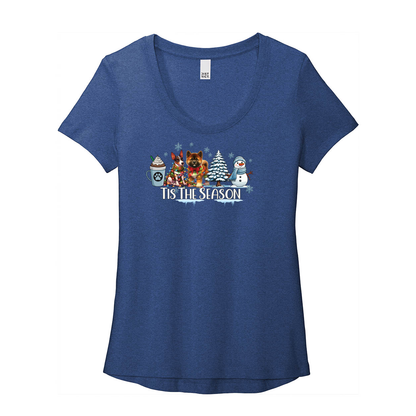 Rat Terrier & Akita Tis The Season Winter DT7501 District ® Women’s Flex Scoop Neck Tee