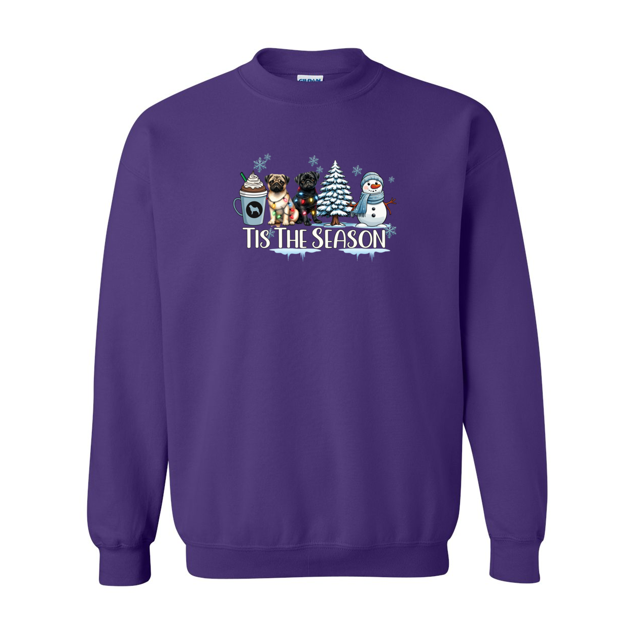 Pug Tis The Season Winter Heavy Blend Crewneck Sweatshirt