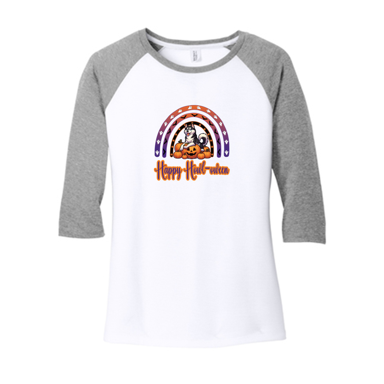 Siberian Husky Howl-oween  DM136L District ® Women’s Perfect Tri ® 3/4-Sleeve Raglan