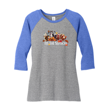 Tis The Season Fall Husky DM136L District ® Women’s Perfect Tri 3/4-Sleeve Raglan