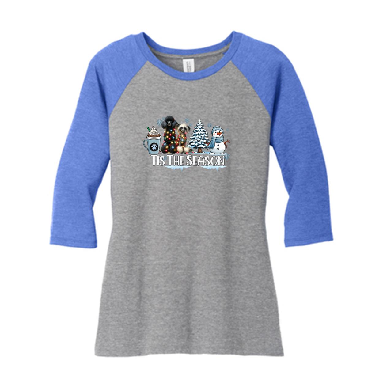 Poodle & CC Tis The Season Winter DM136L District ® Women’s Perfect Tri ® 3/4-Sleeve Raglan