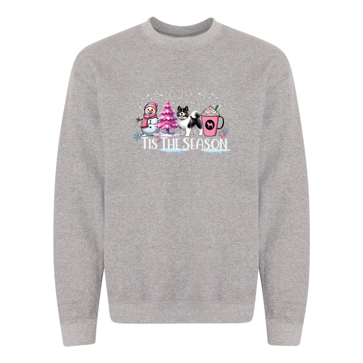 Akita Tis The Season Pink SweatShirt Heavy Blend Crewneck Sweatshirt