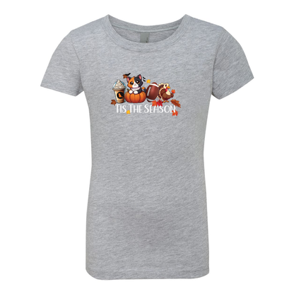 Calico Cat Tis The Season Fall Girls' The Princess Tee