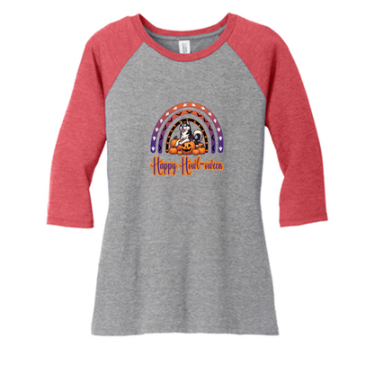 Siberian Husky Howl-oween  DM136L District ® Women’s Perfect Tri ® 3/4-Sleeve Raglan