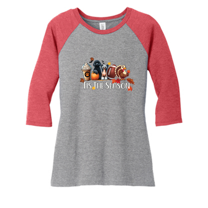 Poodle & CC Tis The Season Fall DM136L District ® Women’s Perfect Tri ® 3/4-Sleeve Raglan