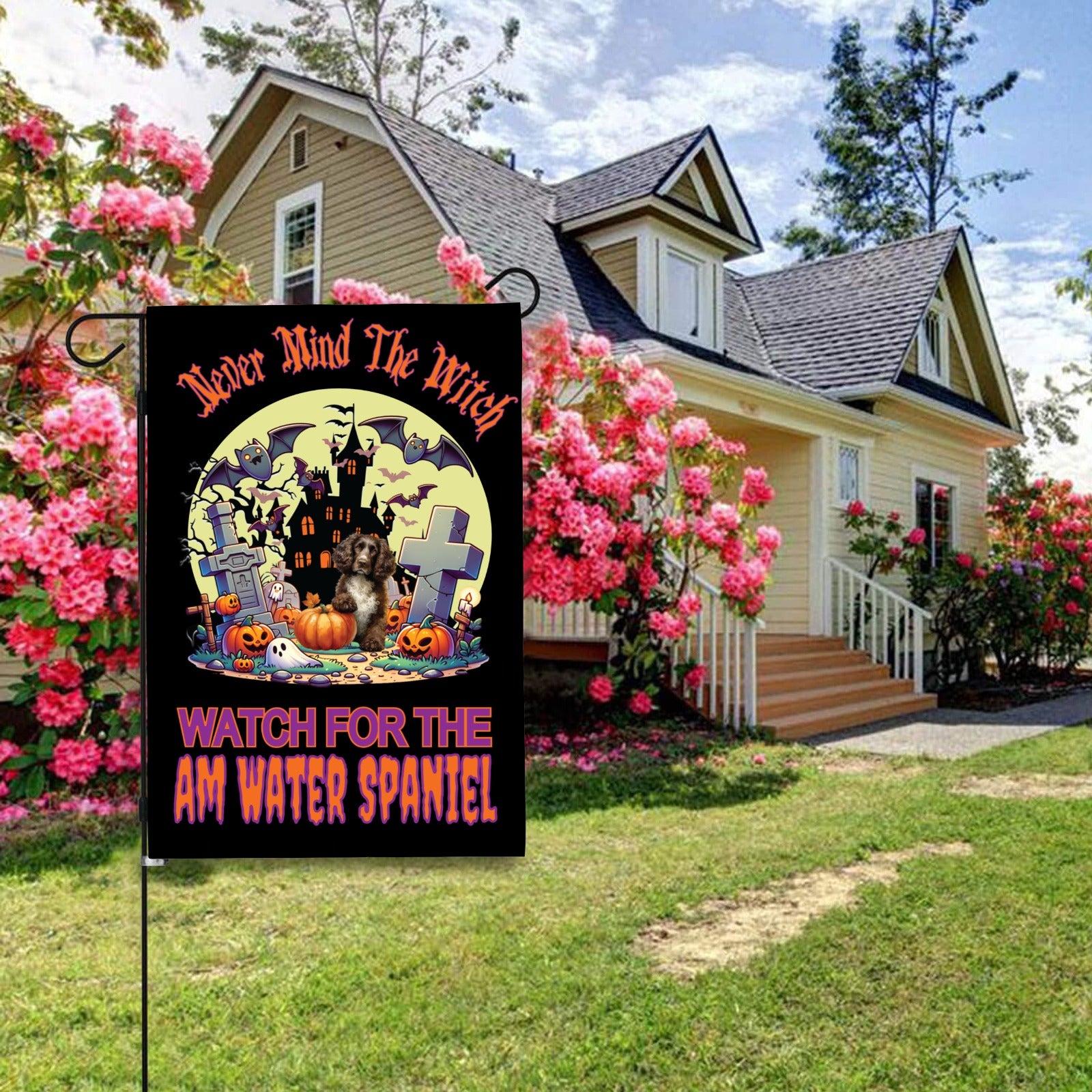 sporting Halloween garden flag
