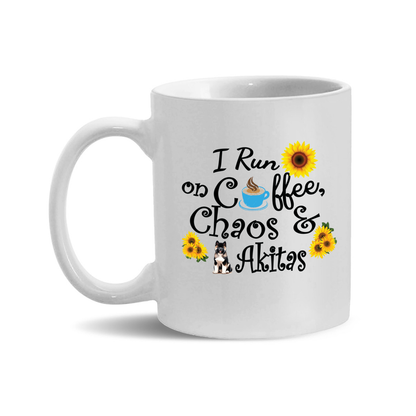 Chaos Akita Sunflower Mug 11oz