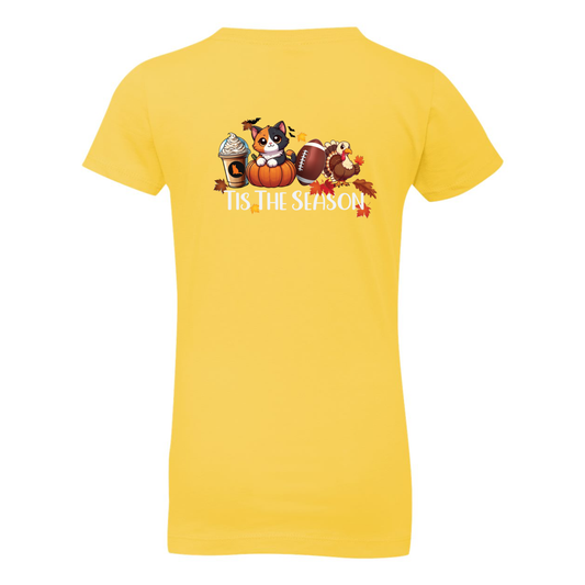 Calico Cat Tis The Season Fall Front/Back Girls' The Princess Tee
