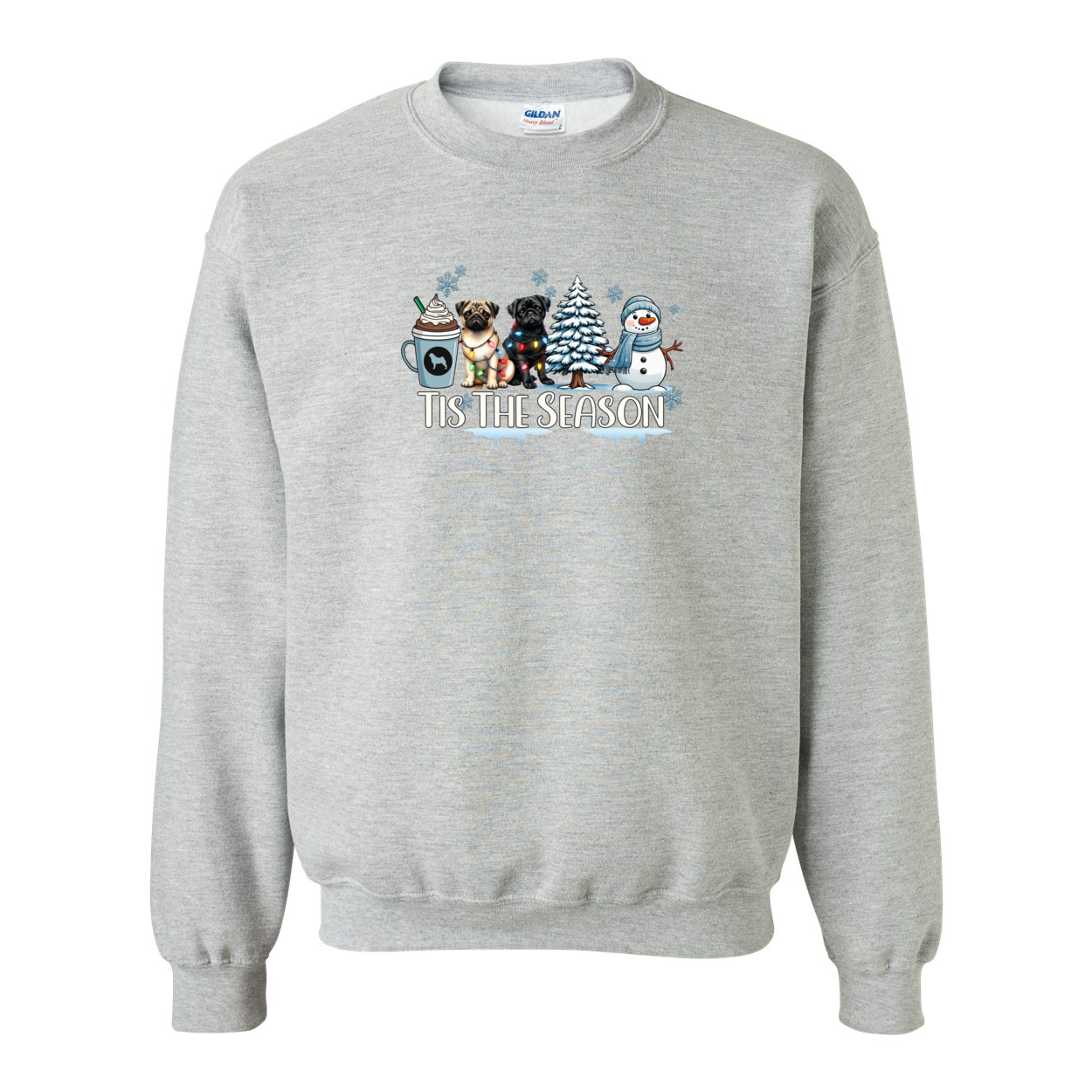 Pug Tis The Season Winter Heavy Blend Crewneck Sweatshirt