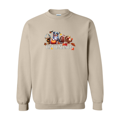 Blue Merle Aussie Tis The Season Fall Heavy Blend Crewneck Sweatshirt