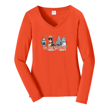 Afghan Tis The Season Winter Port & Company® Ladies Long Sleeve Fan Favorite™ V-Neck Tee LPC450VLS