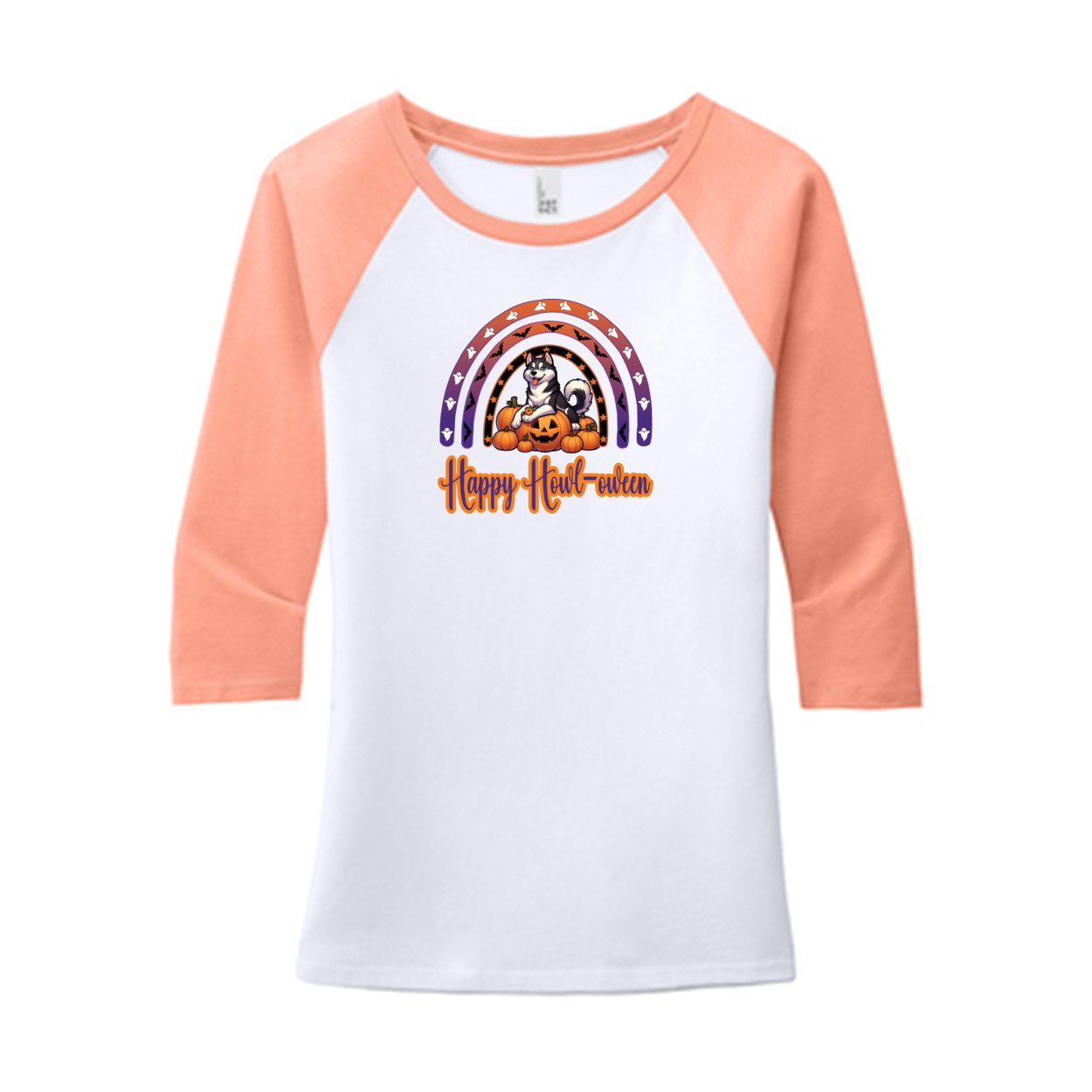 Siberian Husky Howl-oween  DM136L District ® Women’s Perfect Tri ® 3/4-Sleeve Raglan