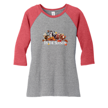 Tis The Season Fall Husky DM136L District ® Women’s Perfect Tri 3/4-Sleeve Raglan