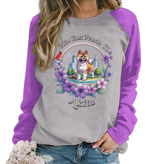 Women  Raglan Crewneck Sweatshirt Raglan round neck sweater IL Akita