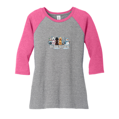 Poodle Tis The Season Winter DM136L District ® Women’s Perfect Tri ® 3/4-Sleeve Raglan