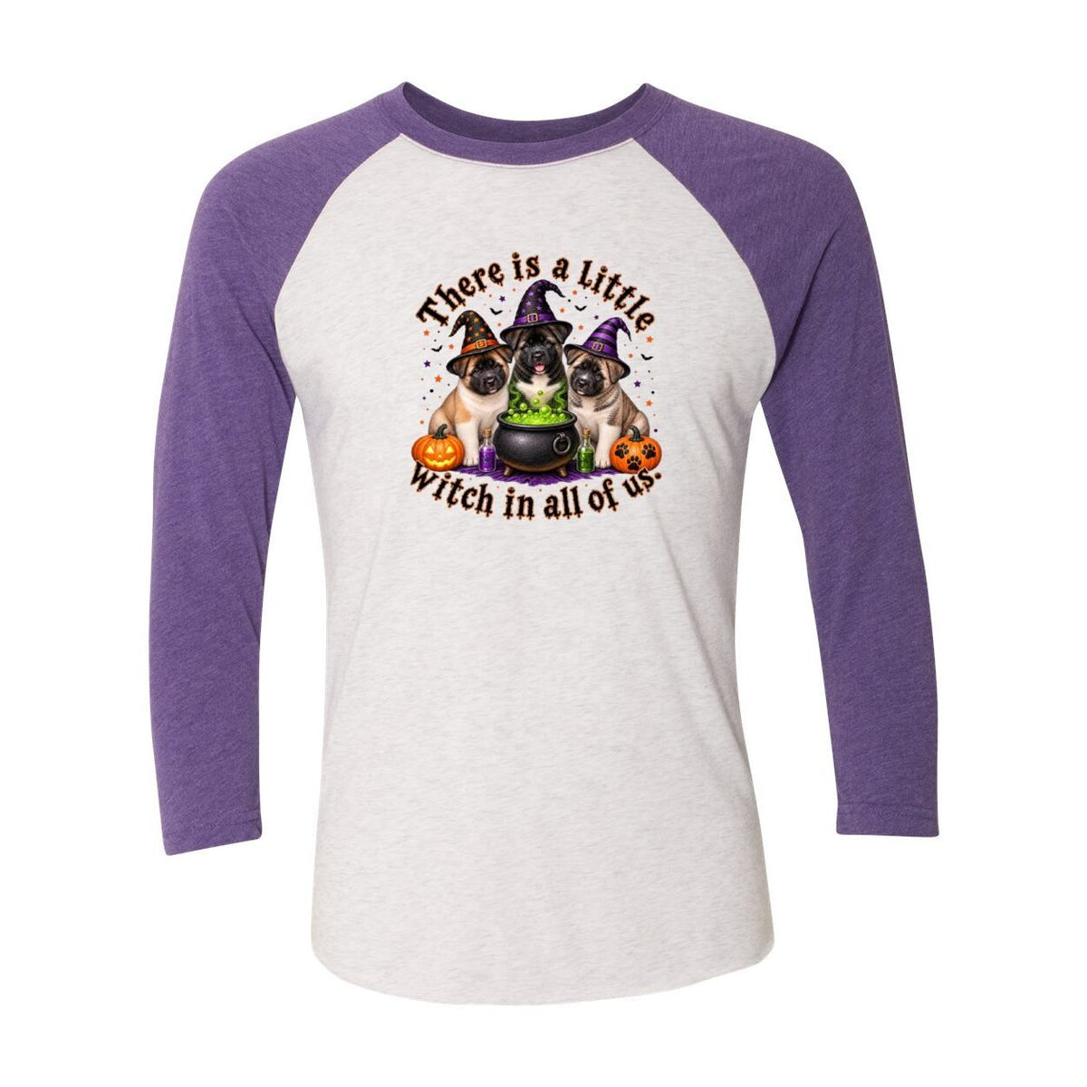 Little Witch in All of US Unisex Tri-Blend Three-Quarter Sleeve Baseball Raglan Tee