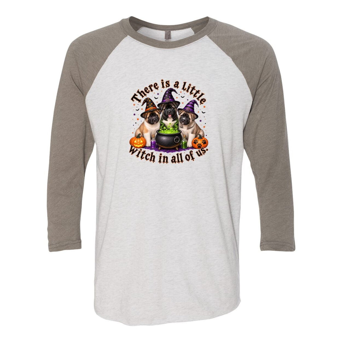 Little Witch in All of US Unisex Tri-Blend Three-Quarter Sleeve Baseball Raglan Tee