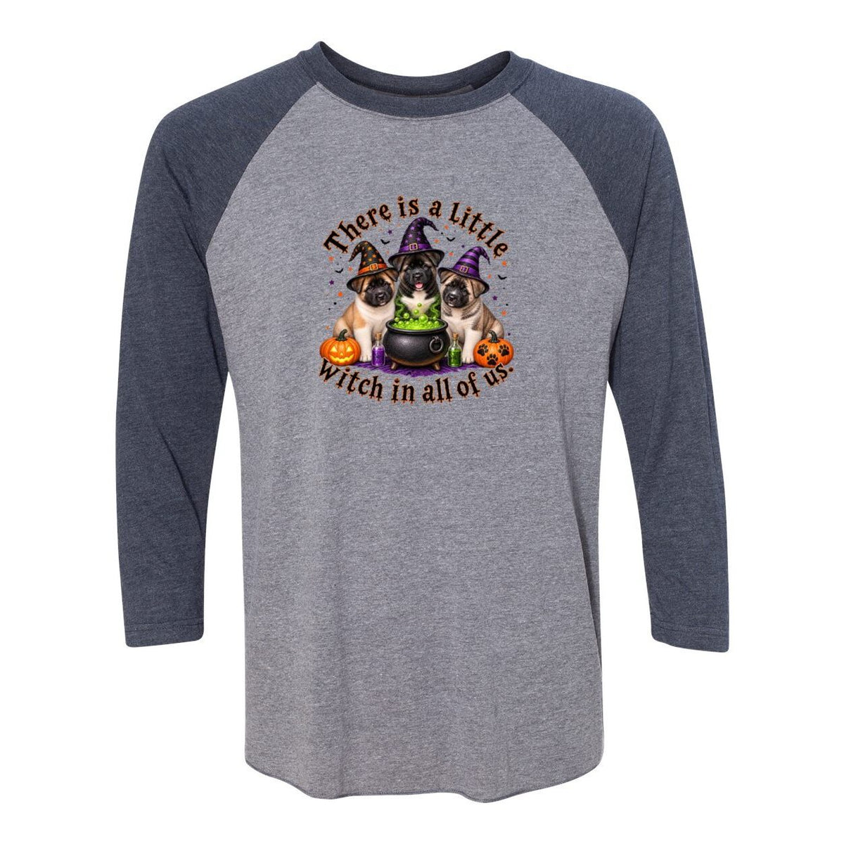 Little Witch in All of US Unisex Tri-Blend Three-Quarter Sleeve Baseball Raglan Tee