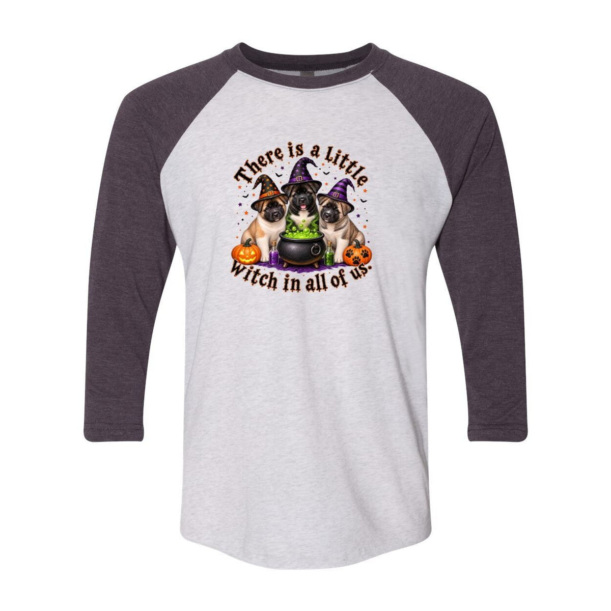 Little Witch in All of US Unisex Tri-Blend Three-Quarter Sleeve Baseball Raglan Tee
