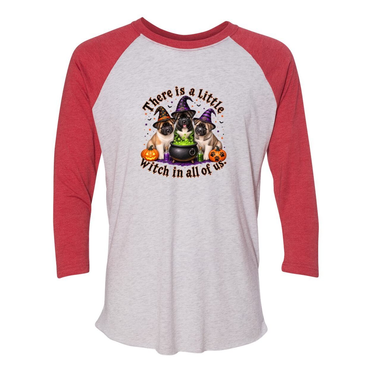 Little Witch in All of US Unisex Tri-Blend Three-Quarter Sleeve Baseball Raglan Tee