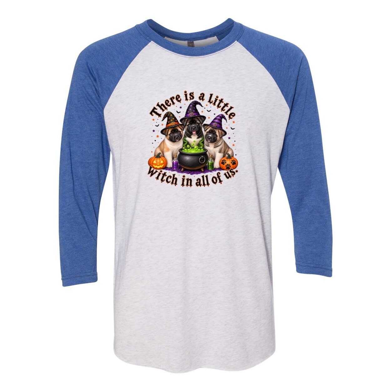 Little Witch in All of US Unisex Tri-Blend Three-Quarter Sleeve Baseball Raglan Tee