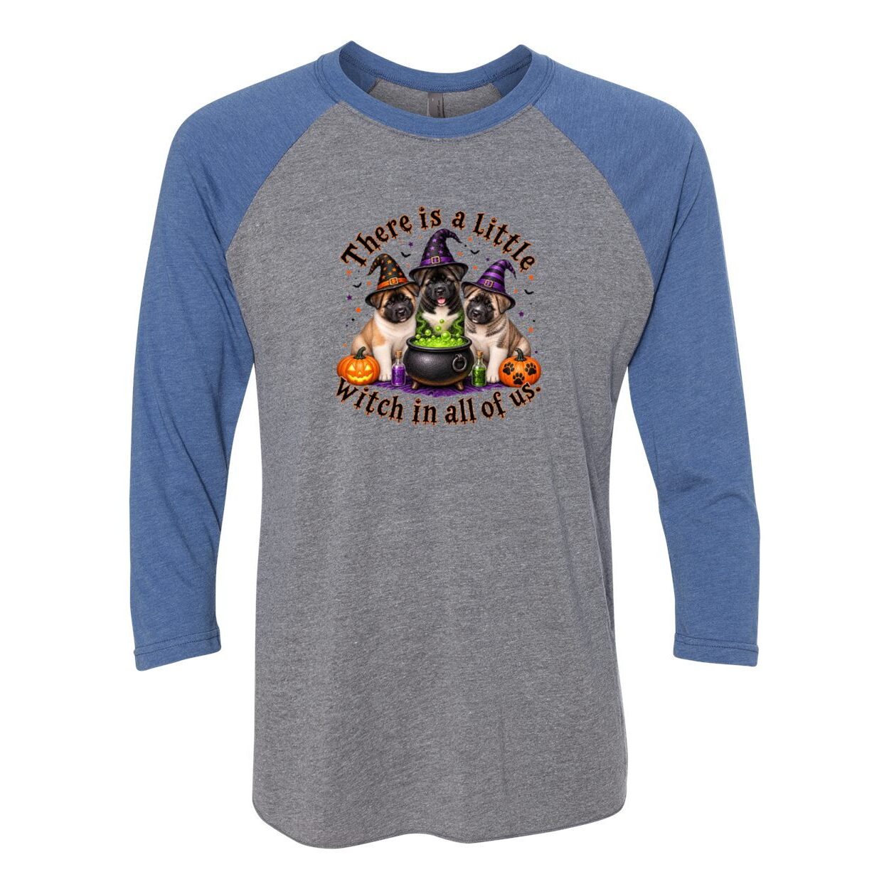 Little Witch in All of US Unisex Tri-Blend Three-Quarter Sleeve Baseball Raglan Tee