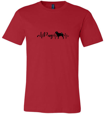 Pug Heartbeat Unisex Short Sleeve Shirt Black - WagALotBowWow