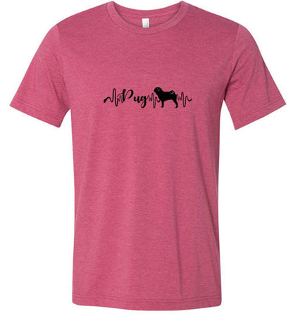 Pug Heartbeat Unisex Short Sleeve Shirt Black - WagALotBowWow