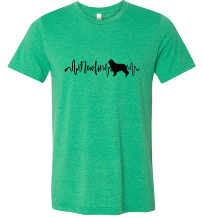Newfie Heartbeat Unisex Short Sleeve Shirt Black - WagALotBowWow