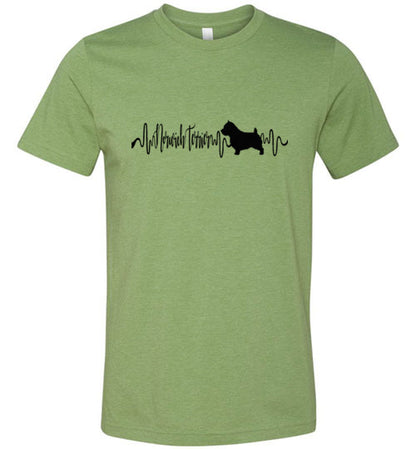 Norwich Terrier Heartbeat Short Sleeve Shirt Black - WagALotBowWow