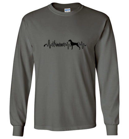 Weimaraner Heartbeat Gildan Unisex Long Sleeve T-Shirt black - WagALotBowWow