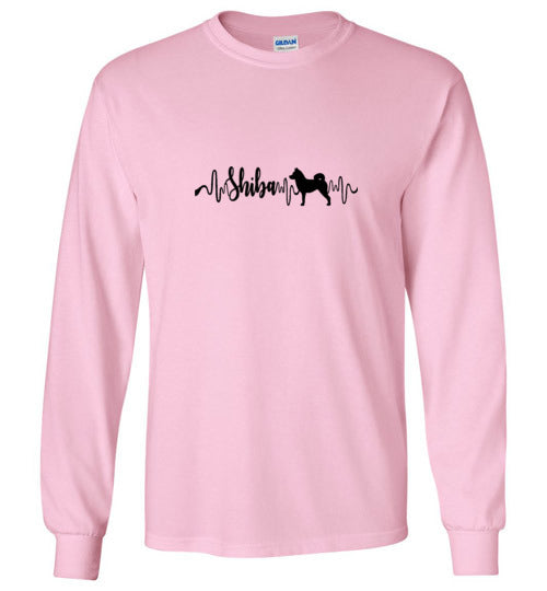 Shiba Heartbeat Long Sleeve & Hoodie - WagALotBowWow