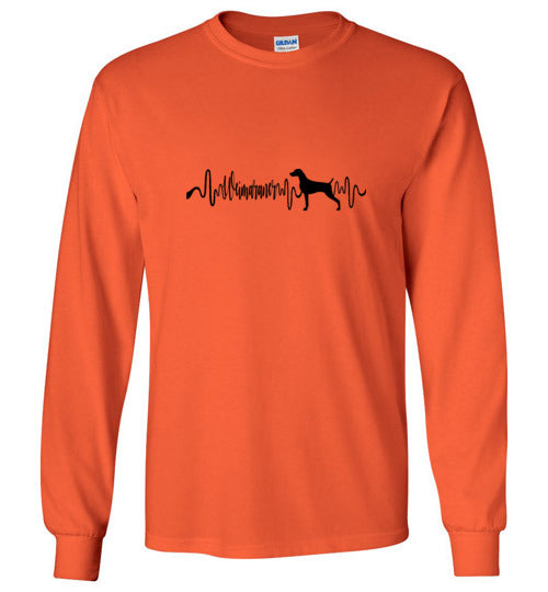 Weimaraner Heartbeat Gildan Unisex Long Sleeve T-Shirt black - WagALotBowWow