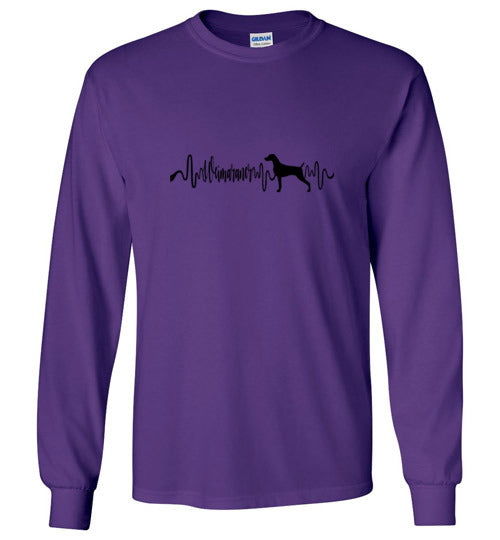 Weimaraner Heartbeat Gildan Unisex Long Sleeve T-Shirt black - WagALotBowWow