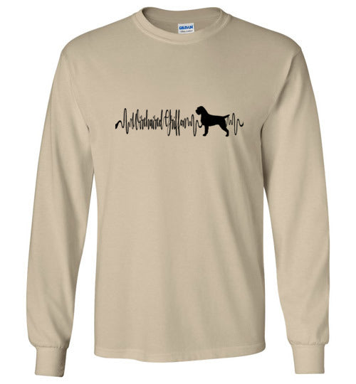 Wiredhair Griffon Heartbeat Long Sleeve Shirt Black Lettering - WagALotBowWow