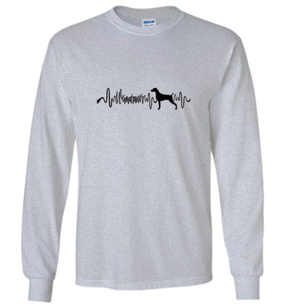 Weimaraner Heartbeat Gildan Unisex Long Sleeve T-Shirt black - WagALotBowWow