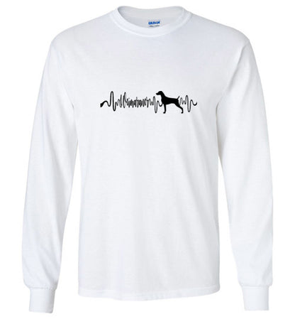 Weimaraner Heartbeat Gildan Unisex Long Sleeve T-Shirt black - WagALotBowWow