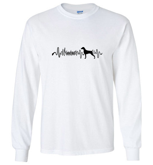 Weimaraner Heartbeat Gildan Unisex Long Sleeve T-Shirt black - WagALotBowWow